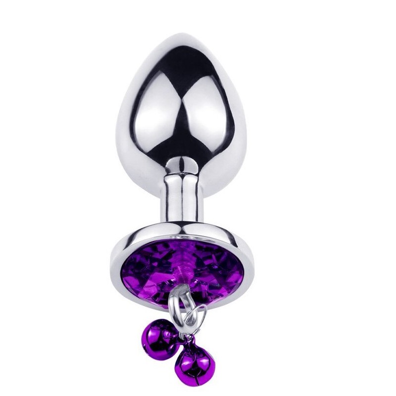 Passion Labs Ring My Bells Medium Metal Anal Plug Silver/Purple