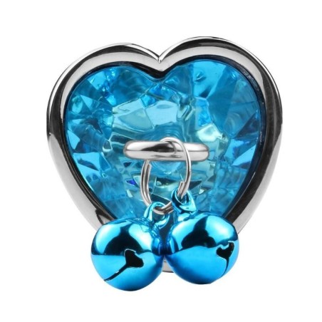 Passion Labs Ring My Bells Heart Small Metal Anal Plug Silver/Blue