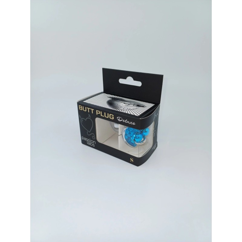 Passion Labs Ring My Bells Heart Small Metal Anal Plug Silver/Blue