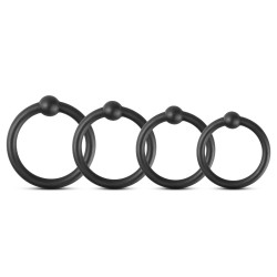 Guilty Toys Quattro Set of 4 Penis Rings, Silicone, Black