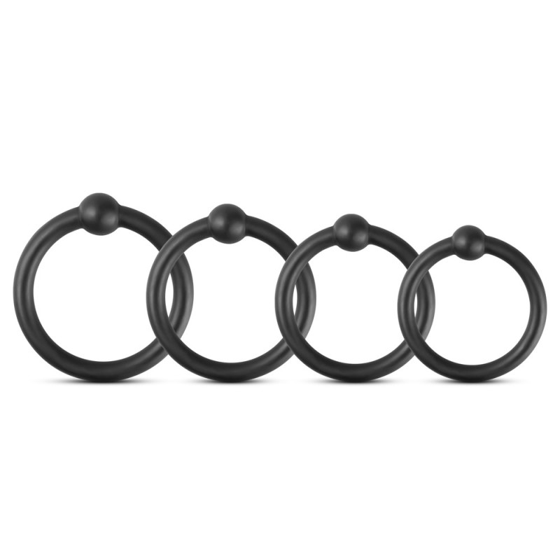 Guilty Toys Quattro Set of 4 Penis Rings, Silicone, Black