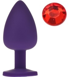 Guilty Toys Silicone Butt Plug Large Purple/Red Crystal