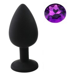 Guilty Toys Large Silicone Butt Plug Black/Purple Crystal