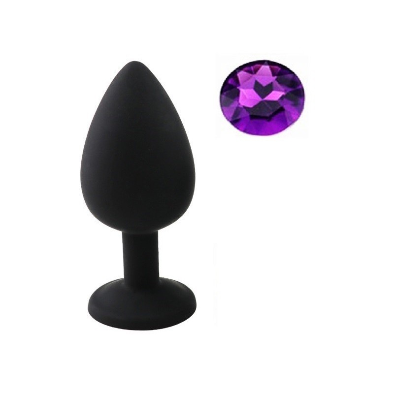 Guilty Toys Large Silicone Butt Plug Black/Purple Crystal