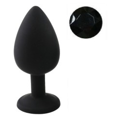 Guilty Toys Large Silicone Butt Plug Black/Black Crystal