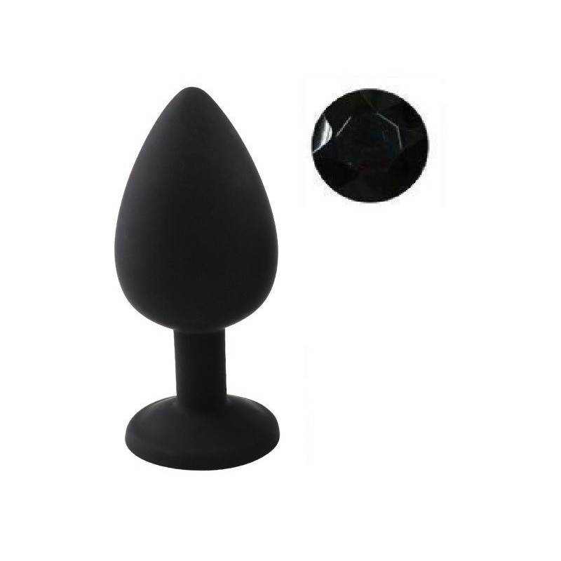 Guilty Toys Large Silicone Butt Plug Black/Black Crystal