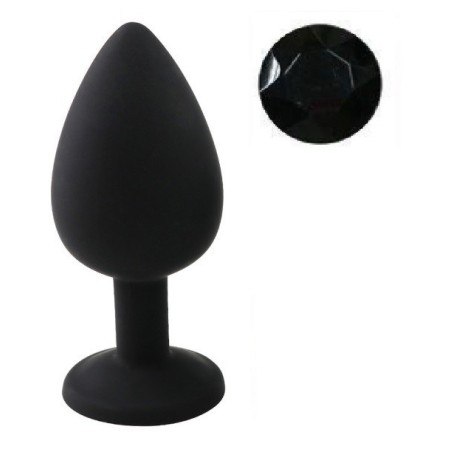 Guilty Toys Large Silicone Butt Plug Black/Black Crystal