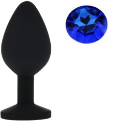 Guilty Toys Silicone Butt Plug Medium Black/Blue Crystal