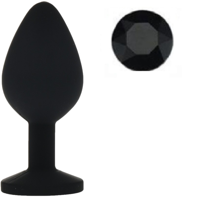 Guilty Toys Silicone Butt Plug Medium Black/Black Crystal