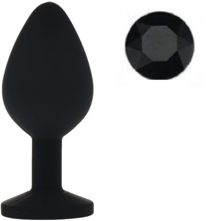 Guilty Toys Silicone Butt Plug Medium Black/Black Crystal
