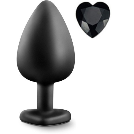 Mokko Toys Brighty Large Silicone Anal Plug Black/Black Heart