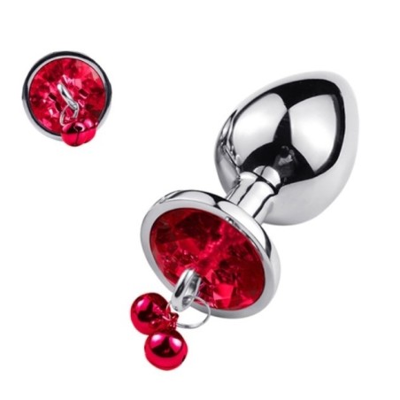 Μεταλλική Πρωκτική Σφήνα Ring My Bells με Καμπανάκι Medium - Ασημί/Κόκκινο