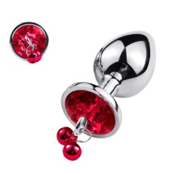 Μεταλλική Πρωκτική Σφήνα Ring My Bells με Καμπανάκι Small - Ασημί/Κόκκινο