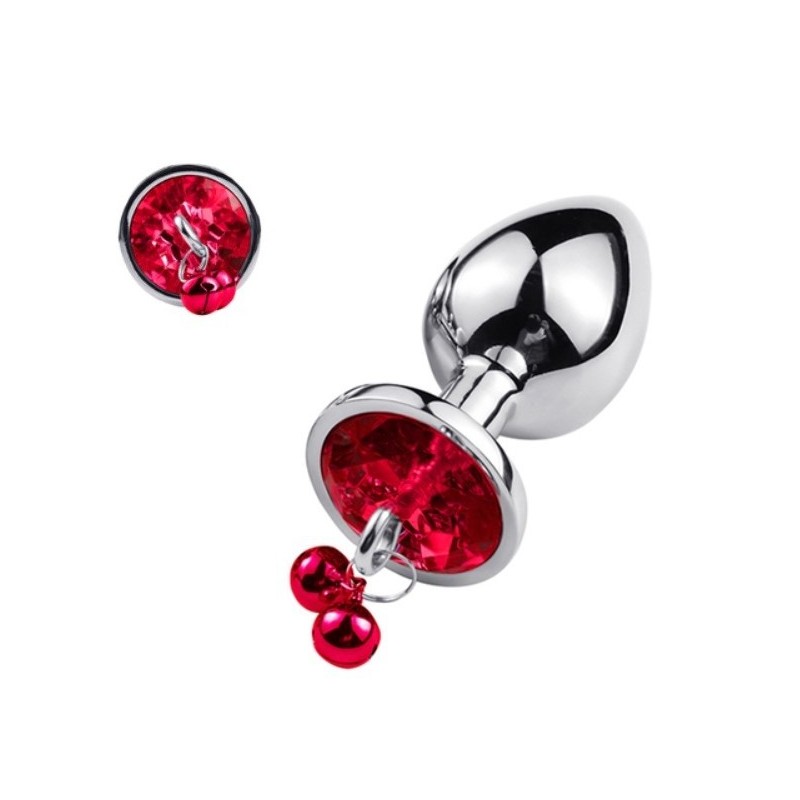 Passion Labs Ring My Bells Small Metal Anal Plug Silver/Red