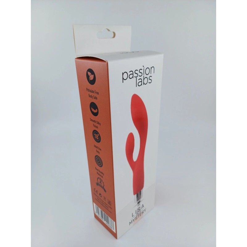 Passion Labs Lisa Rabbit Vibrator, Silicone, Red, 14.4 cm