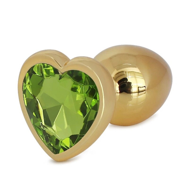 Passion Labs Hearty Butt Plug, Small, Gold / Light Green Heart