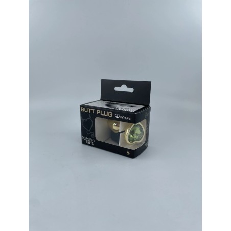 Passion Labs Hearty Butt Plug, Small, Gold / Light Green Heart