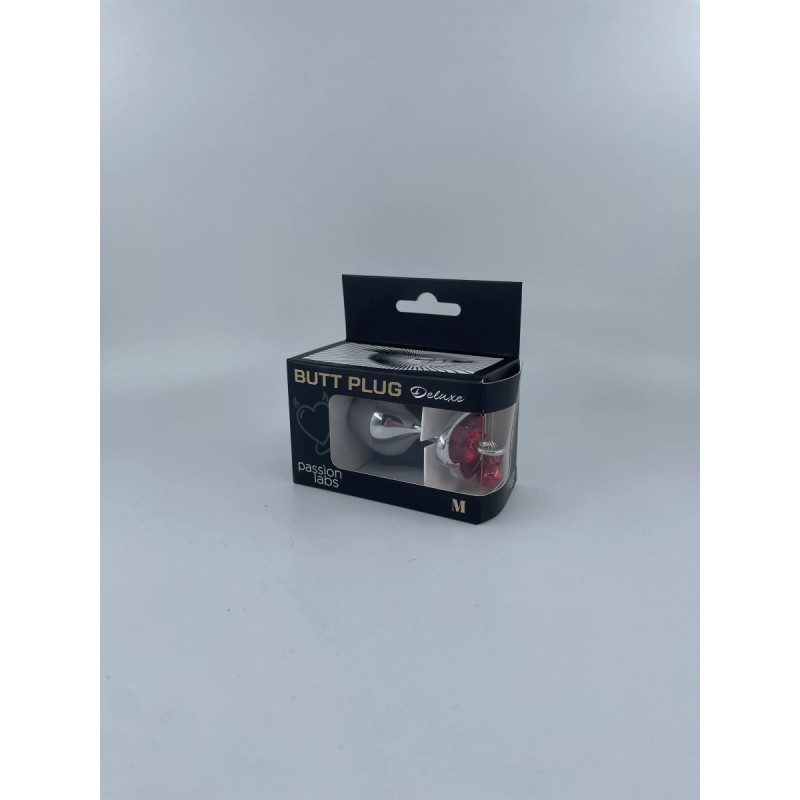 Passion Labs Ring My Bells Heart Metal Anal Plug Medium Silver/Red