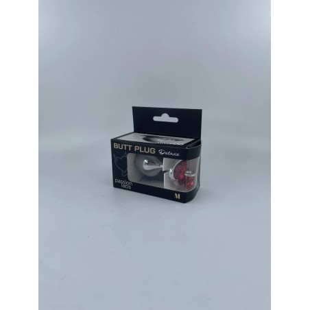Passion Labs Ring My Bells Heart Metal Anal Plug Medium Silver/Red