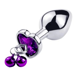 Passion Labs Ring My Bells Heart Metal Anal Plug Medium Silver/Purple