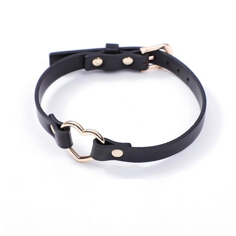 Mokko Toys Choker Golden Heart Black Eco-Leather Collar