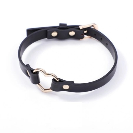 Mokko Toys Choker Golden Heart Black Eco-Leather Collar