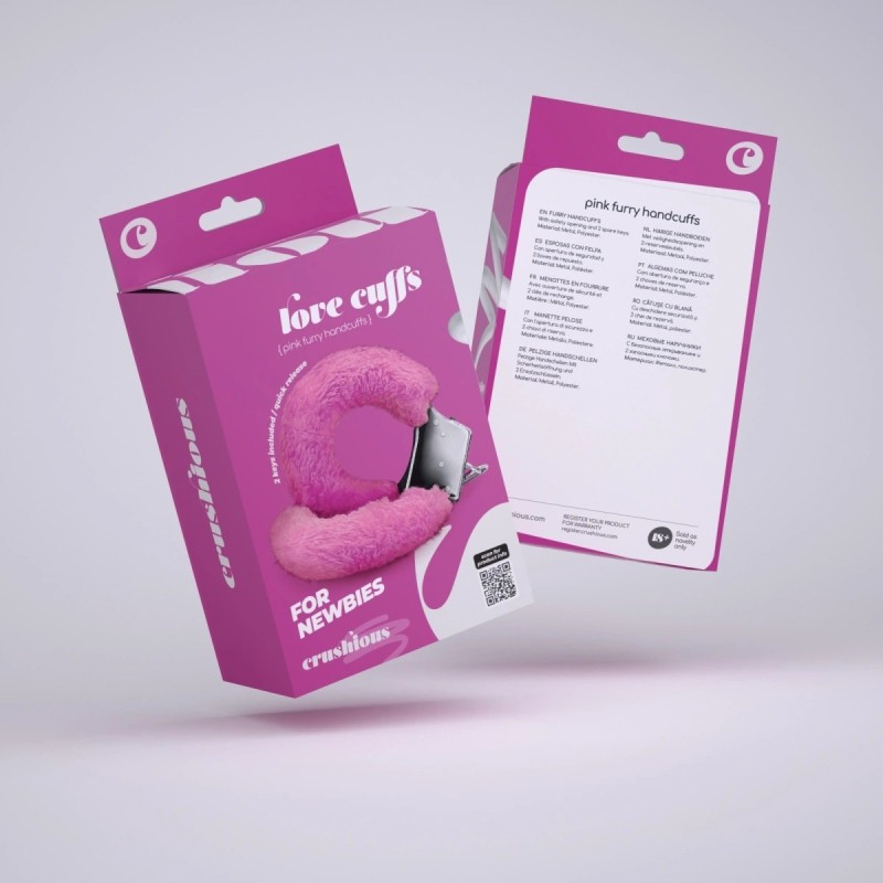 Crushious Furry Handcuffs Love Cuffs, Pink