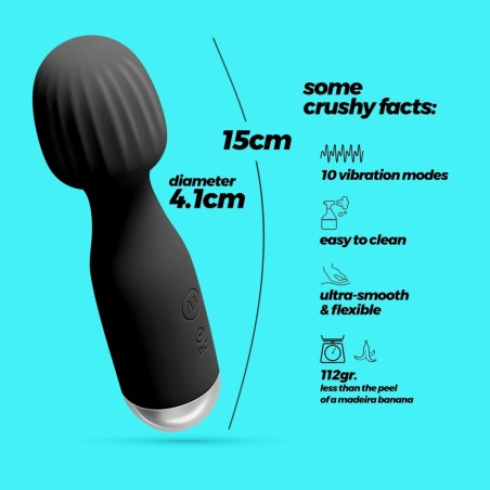 Crushious Wanderlust Mini Wand Vibrator 10 Modes Black 15 cm