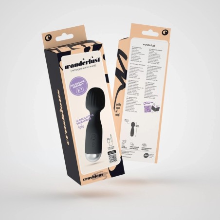 Crushious Wanderlust Mini Wand Vibrator 10 Modes Black 15 cm