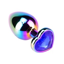 Guilty Toys Rainbow Butt Plug Small, Heart Shape, Dark Blue Crystal
