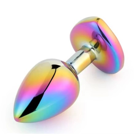 Guilty Toys Rainbow Butt Plug Small, Heart Shape, Dark Blue Crystal