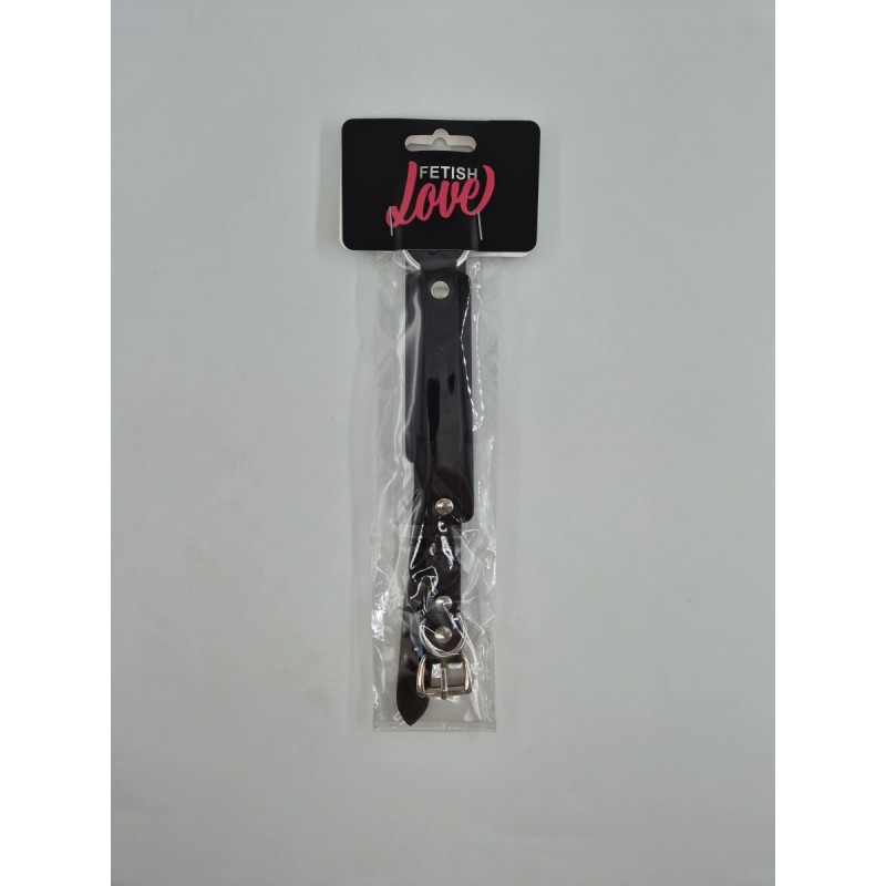 Fetish Love Eco-Leather Choker Collar with Metal Ring Black