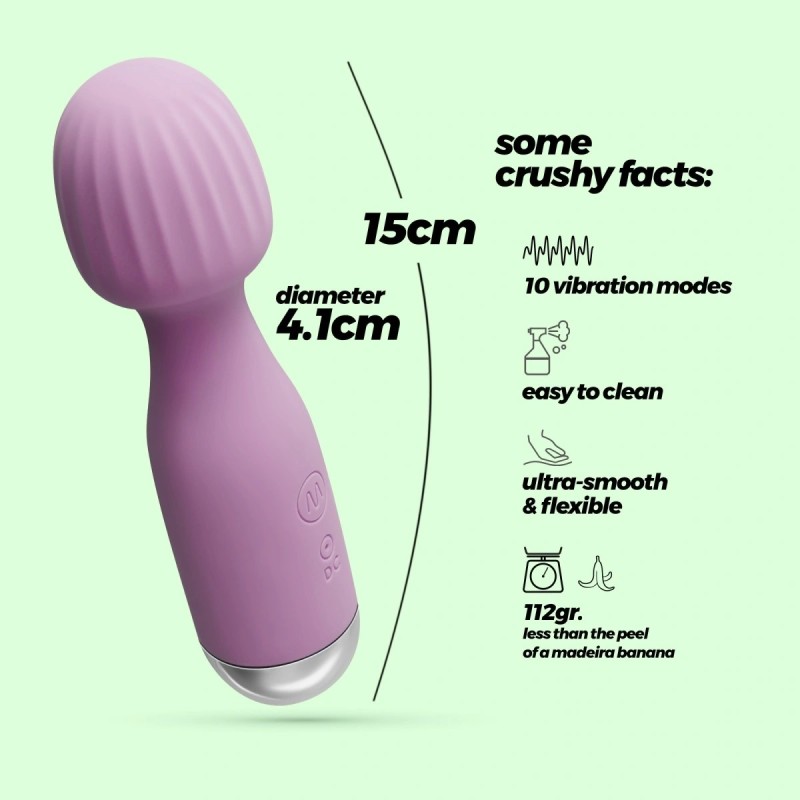 Crushious Wanderlust Mini Wand Vibrator 10 Modes Lilac 15 cm