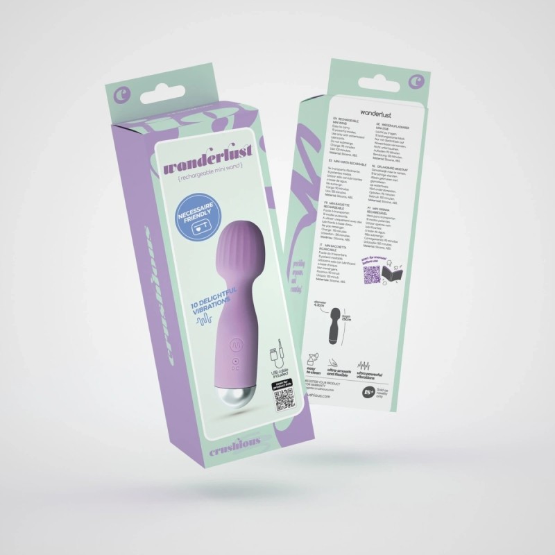 Crushious Wanderlust Mini Wand Vibrator 10 Modes Lilac 15 cm