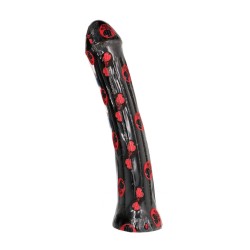 All Black Large Ribbed Dildo 31 cm - Black