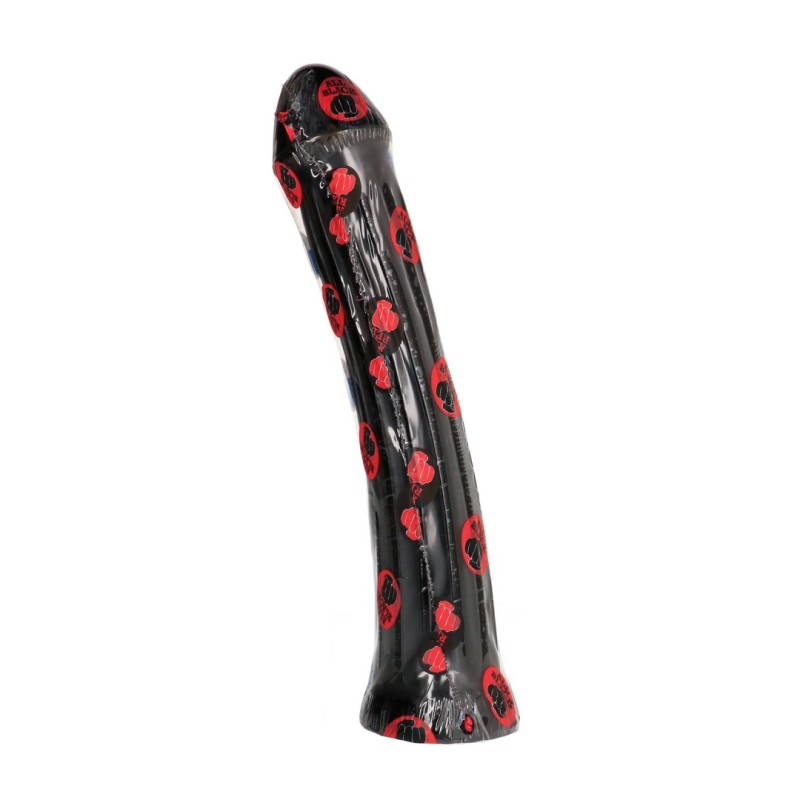 All Black Large Ribbed Dildo 31 cm - Black