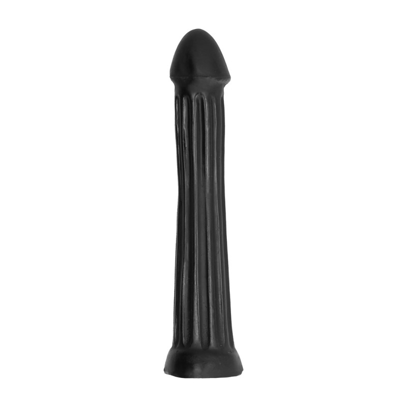 Μεγάλο Ομοίωμα Πέους All Black με Βαθιές Ραβδώσεις 31 cm - Μαύρο