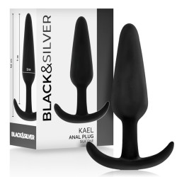Black&Silver Kael Silicone Anal Plug with Medium Handle - Black