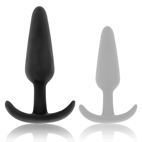 Black&Silver Kael Silicone Anal Plug with Medium Handle - Black