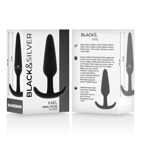 Black&Silver Kael Silicone Anal Plug with Medium Handle - Black
