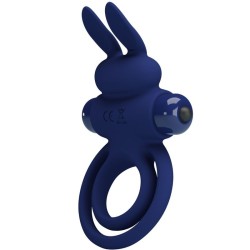 Pretty Love Darey Double Vibrating Cock Ring with Rabbit Stimulator - Blue