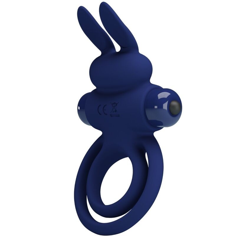 Pretty Love Darey Double Vibrating Cock Ring with Rabbit Stimulator - Blue