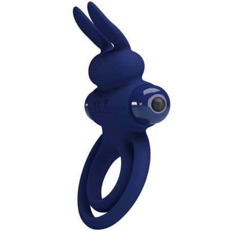 Pretty Love Darey Double Vibrating Cock Ring with Rabbit Stimulator - Blue