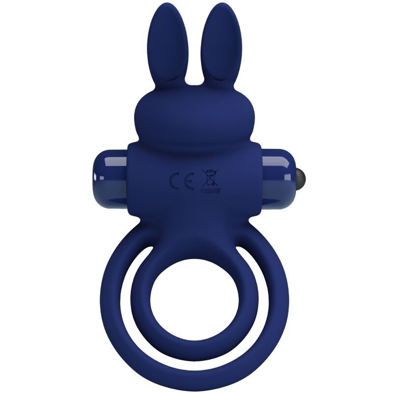 Pretty Love Darey Double Vibrating Cock Ring with Rabbit Stimulator - Blue