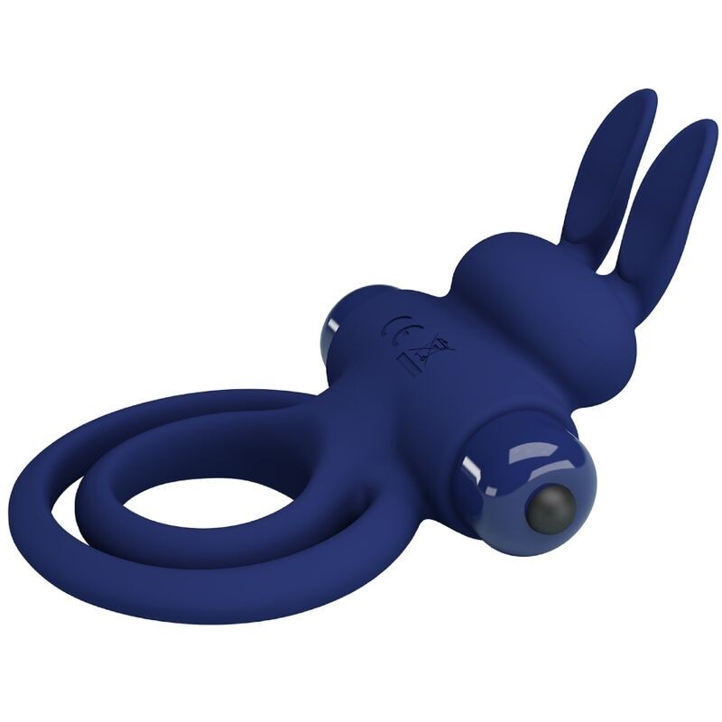 Pretty Love Darey Double Vibrating Cock Ring with Rabbit Stimulator - Blue