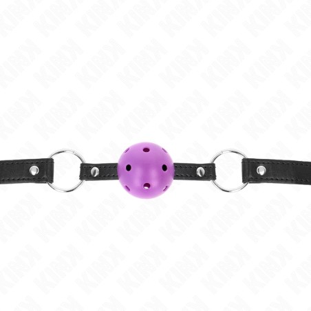 KINK Hollow Hard Ball Gag 4.5 cm with Adjustable Strap - Purple