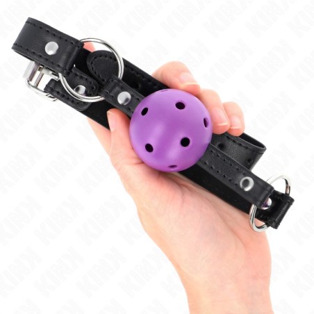 KINK Hollow Hard Ball Gag 4.5 cm with Adjustable Strap - Purple