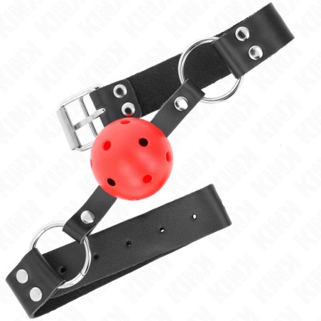 KINK Breathable Ball Gag 4 cm Double Rivet Red