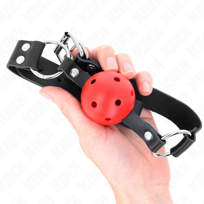 KINK Breathable Ball Gag 4 cm Double Rivet Red