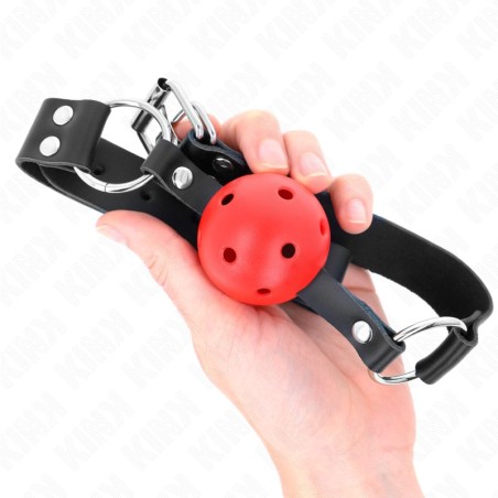 KINK Breathable Ball Gag 4 cm Double Rivet Red